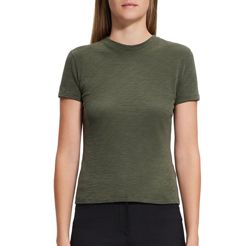 Theory Apex tiny tee, dark olive, size P